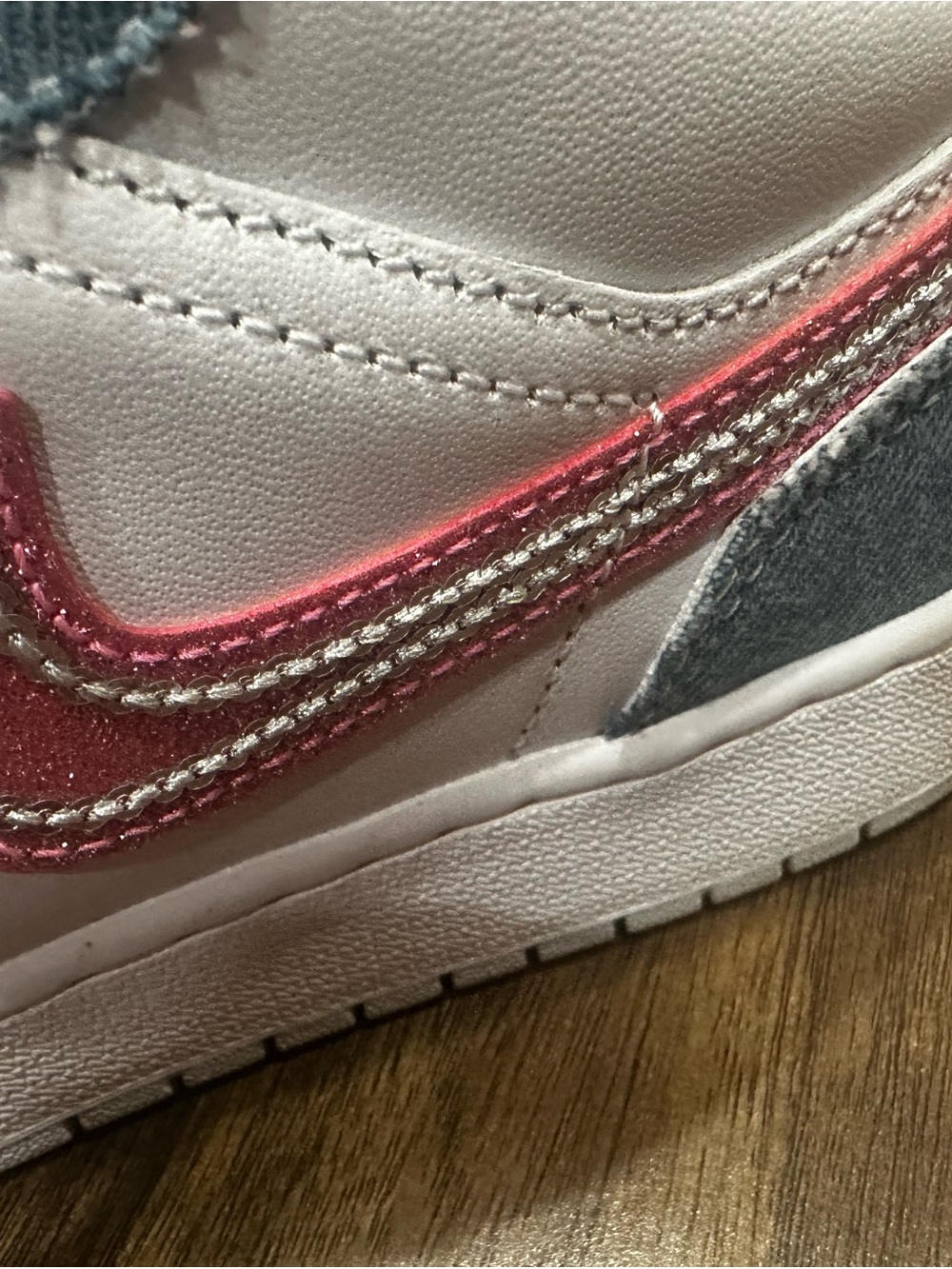 Jordan Kids Low-Top Sneakers - White with Light Blue and Pink Accents - Picture 3 of 5